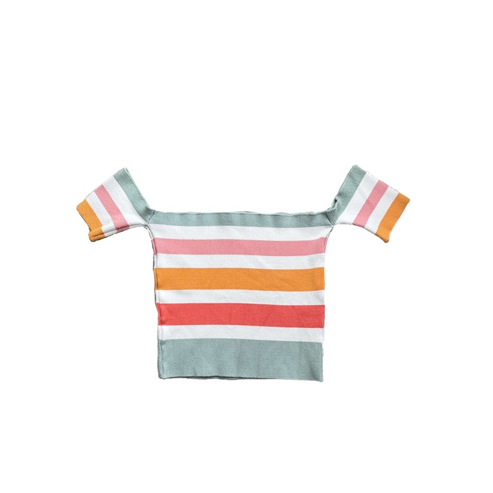 striped off the shoulder knit crop top